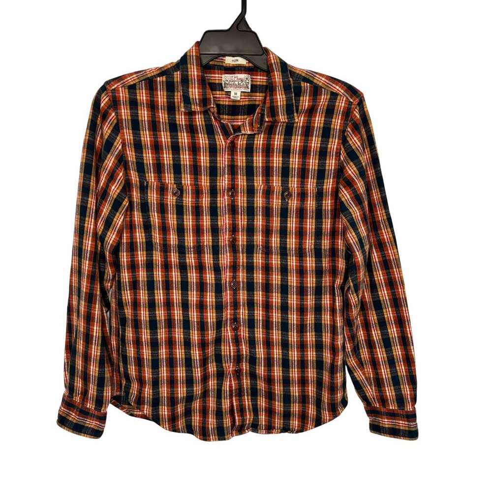 J.Crew Mens Slim Fit Double Brushed Flannel Plaid Shirt Long Sleeve size Medium
